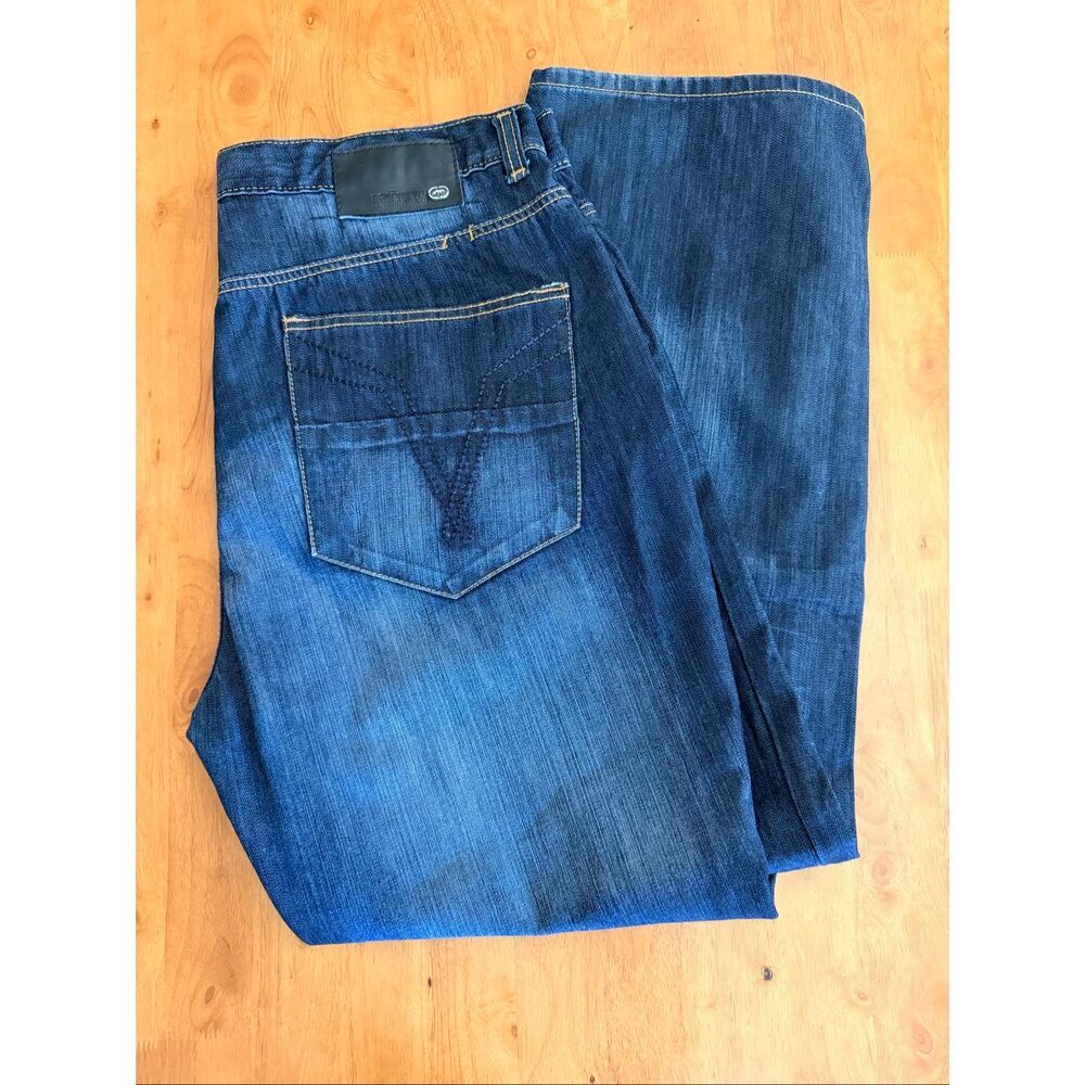 Vintage Y2K Ecko Untld Jeans Men’s Size 38x30 Dark Blue Baggy Fit Denim Wide Leg